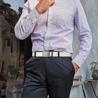 Men's Belt, Leather Ratchet Belt For Men's Dress 3.0cm,1 1/8" Size Adjusted Automatic Buckle