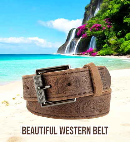 F&L CLASSIC Men's full Grain Vintage Distressed leather Belt,easy to change Roller buckle,1.5" Wide,USA,