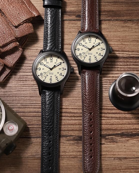 Getalia Italian leather Watch Band Tuscany Natural Vegetable-Tanned Full Grain Leather,14mm 16mm 18mm 19mm 20mm 21mm 22mm Quick Release Replacement Watch Straps for Men and Women Thick and Soft