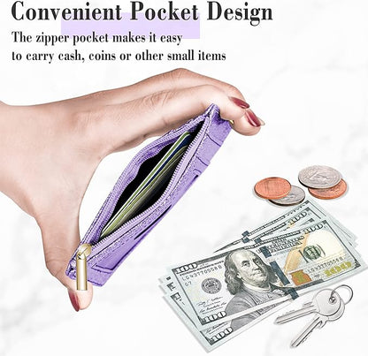 ID Badge Holder with Lanyard, Vertical Bling Shiny ID Badge Card Holder with 1 Clear ID Window, 4 Credit Card Slots, 1 Cash Coin Slot and a Detachable Neck Lanyard (Bling Purple)
