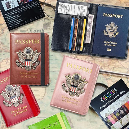 Premium Passport Holder for Travel, RFID Blocking Passport Cover Slim, Durable & Travel-Friendly, Passport Wallet Keep Your Documents Safe & Organized (Red)