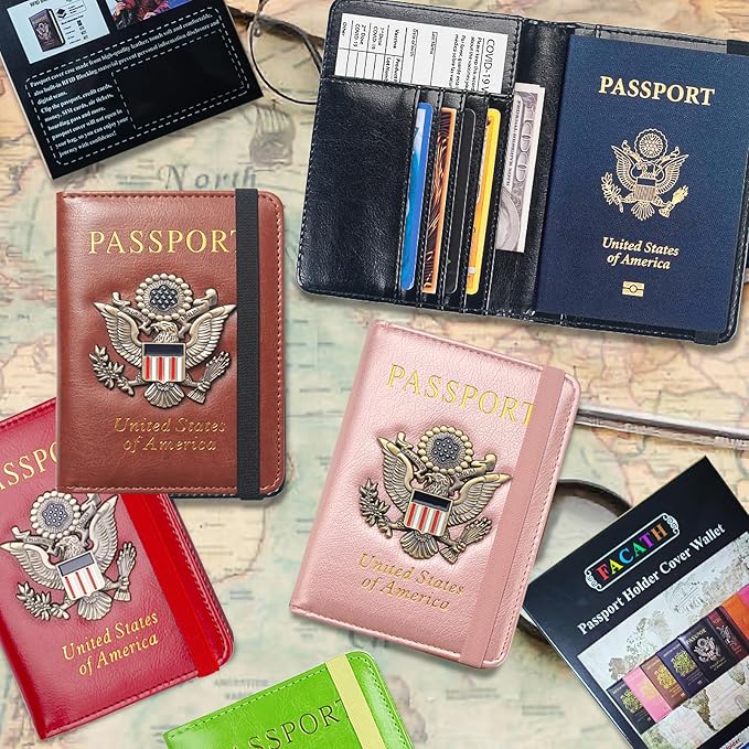 Premium Passport Holder for Travel, RFID Blocking Passport Cover Slim, Durable & Travel-Friendly, Passport Wallet Keep Your Documents Safe & Organized (Brown)