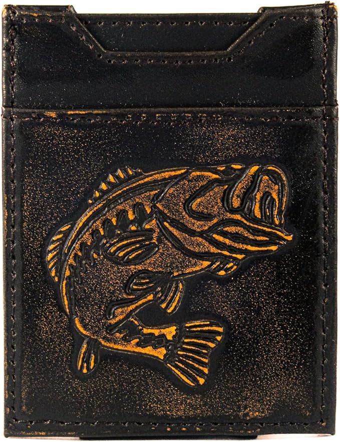 ZEP-PRO Bass Burnished Leather Magnetic Front Pocket Wallet, Slim Stylish for Men