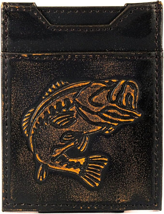 ZEP-PRO Bass Burnished Leather Magnetic Front Pocket Wallet, Slim Stylish for Men