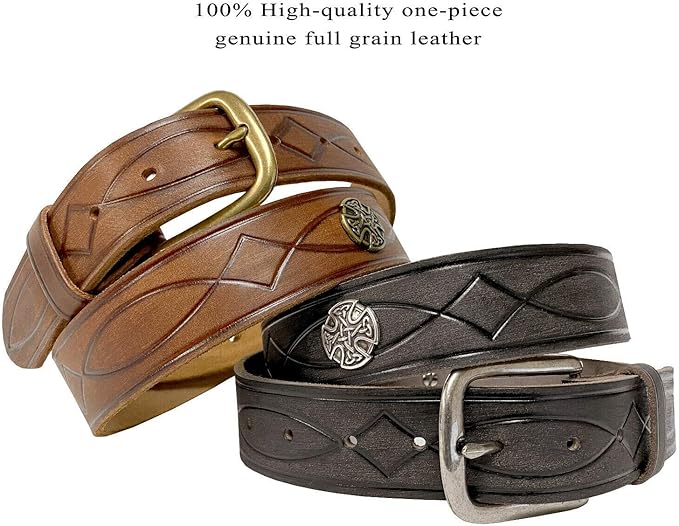 Genuine Full Grain Western Engraved Tooled Leather Strap or Belt 1-1/2" Wide