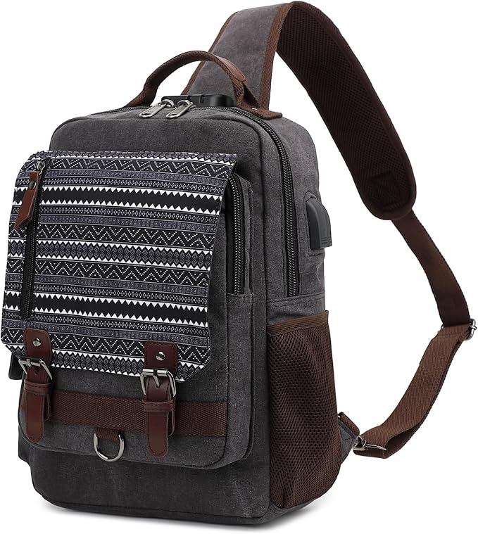 Leaper Retro Crossbody Bag Sling Bag Canvas Messenger Bag for Men Women Shoulder Bag Crossbody Handbags Satchel Travel Bag