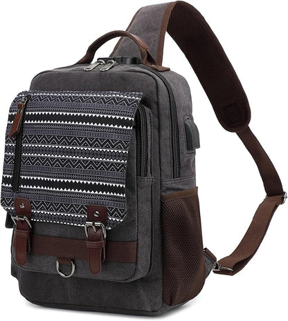 Leaper Retro Crossbody Bag Sling Bag Canvas Messenger Bag for Men Women Shoulder Bag Crossbody Handbags Satchel Travel Bag