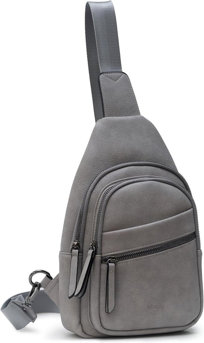 Alldaily Large Sling Bag for Women Crossbody Purse Leather Fashionable Trendy Chest Bag for Travel, Fanny Pack (Grey)