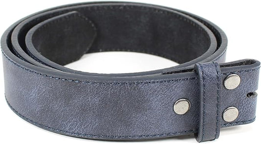 BC Belts Leather Belt Strap with Vintage Distressed Texture 1.5" Wide with Snaps and without Buckle