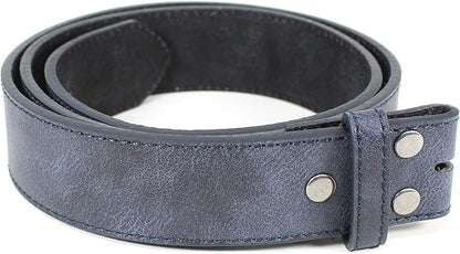 BC Belts Leather Belt Strap with Vintage Distressed Texture 1.5" Wide with Snaps and without Buckle