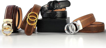 DOOPAI Belt Men, Ratchet Dress Adjustable 1 3/8" Sliding Leather Designer, Size Length Can be Cut, with Gift Box