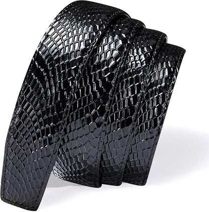 Dubulle Designer Ratchet Belt for Men Leather Fashion Adjustable Automatic Buckle Sliding Removable Dress Casual