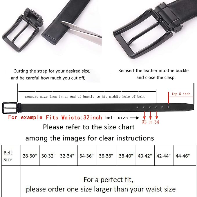 Men's Dress Belt Black Leather Belts for Jeans