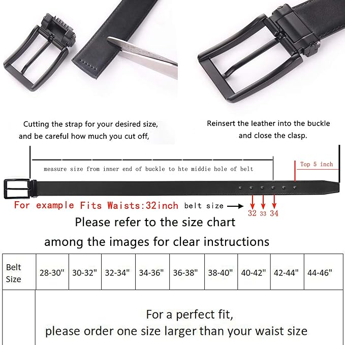 Men's Dress Belt Black Leather Belts for Jeans