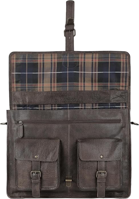 Leather briefcase 18 inch laptop messenger bag for men and women best satchel office bag