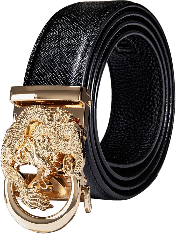 Dubulle Designer Mens Belts, Sliding Automatic Buckle Ratchet Dress Belt TOP Genuine Leather Strap Gifts