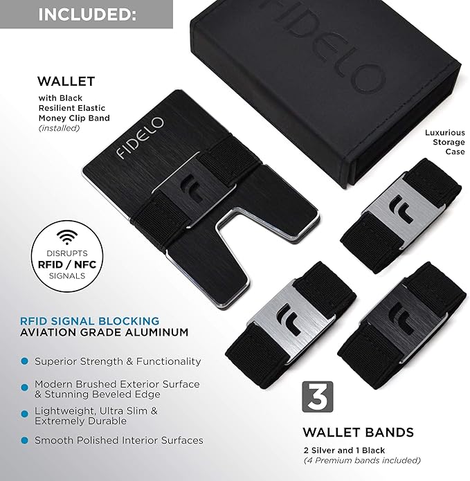 Fidelo Slim Wallet for Men – RFID Blocking Minimalist Credit Card Holder with Sliding Pop-Up Design - Push Button Men's Wallets - Front Pocket Wallet