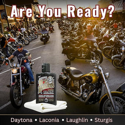 Doc Baileys Black Leather Detail Kit - All-in-One Leather Cleaner, Conditioner, Dye & Waterproofer - Restores Faded Black Leather, Vinyl & Rubber for Motorcycle Seats, Jackets, Boots & Cars 4oz