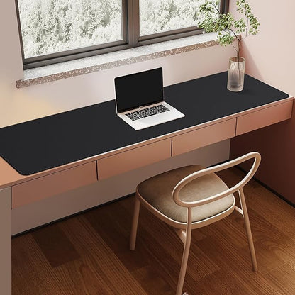 Mydours 59" x 15.7" Oversized PU Leather Desk Mat with Anti-Slip Suede Backing, Waterproof Surface, Black - Massive Workspace for Laptop, PC, and Accessories, Desk Cover for Office, Home, and Gaming