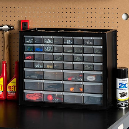 IRIS USA Small Parts Storage, Made in USA, Cabinet, 44-Drawer Organizer for Screws, Nuts, Bolts, Electronics, Hardware, Beads, Crafts, Building Bricks, Stackable Garage Storage – Black