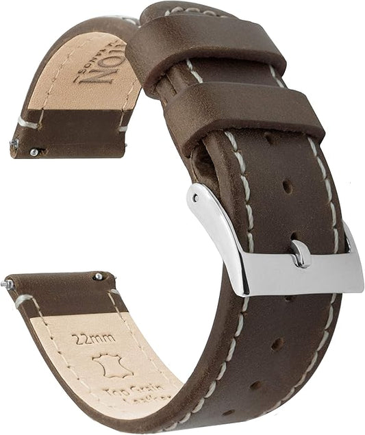 BARTON WATCH BANDS - Top Grain Leather Watch Bands Compatible with Apple Watch Models - 1, 2, 3, 4, 5, 6, 7, 8, 9, 10, SE, Ultra & Ultra 2
