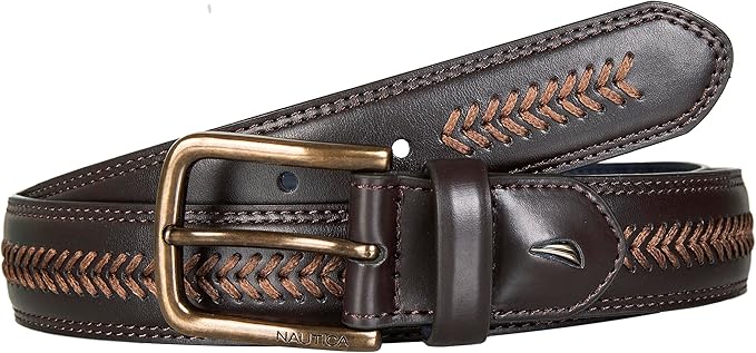 Nautica Men's Dress Leather Belt for Suits and Pants | Classic | Business | Fashion | Adjustable | Metal Buckle
