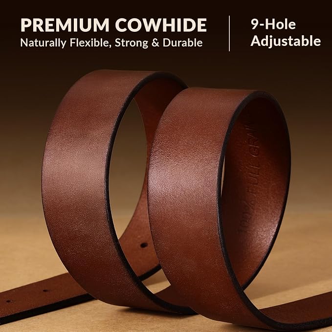 Men's Leather Belt Full Grain Leather Belts for Men Handmade Real Solid Top-Grain Leather Heavy-Duty Work Belt Gifts
