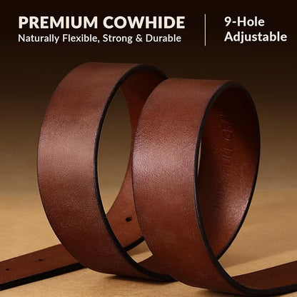 Men's Leather Belt Full Grain Leather Belts for Men Handmade Real Solid Top-Grain Leather Heavy-Duty Work Belt Gifts