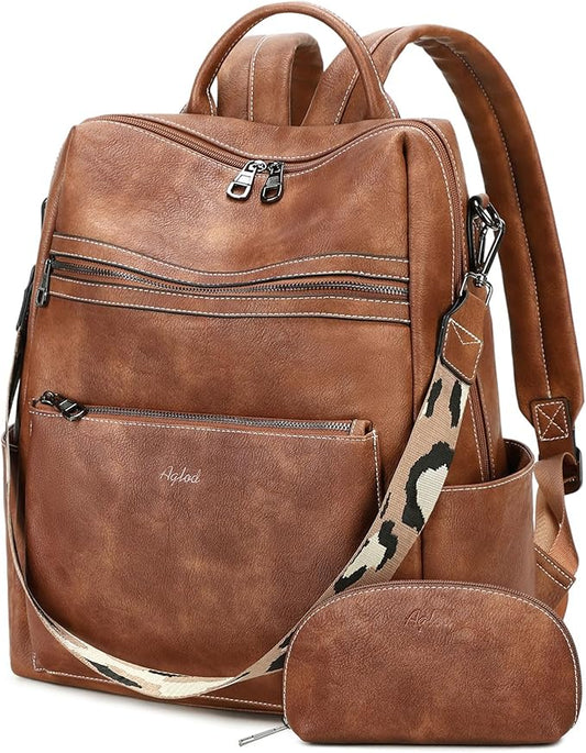 AGLOD Vegan Leather Laptop Backpack for Women 15.6 Inch Work Backpack Purse for Travel College