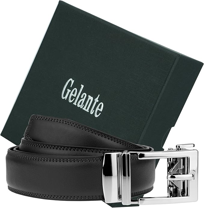 Gelante Ratchet Belt for Men, Mens Belts Leather 1.3'' Adjustable Trim to Fit Dress Belt