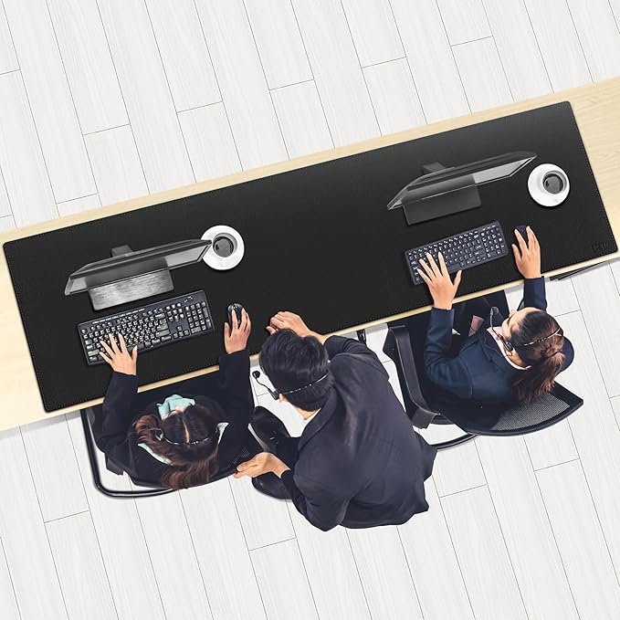 Cacoy 67" x 20" Leather Desk Mat, Extended PU Leather Desk Pad Protector, Large Gaming Mouse Pad for Desk, Desk Blotter, Desk Pads on Top of Desks, Desk Matt for Desktop, Office Desk Mat (Black)