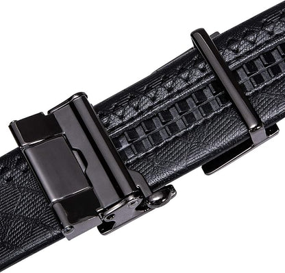 Dubulle Designer Ratchet Belt for Men Leather Fashion Adjustable Automatic Buckle Sliding Removable Dress Casual