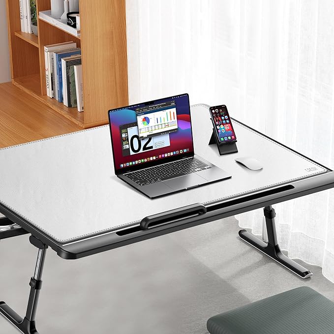 Cacoy 40" x 24" Leather Desk Pad Protector, Large Desk Mats on Top of Desks, Waterproof Computer Desk Mat XXL Keyboard Mouse Pad for Office and Home (White)