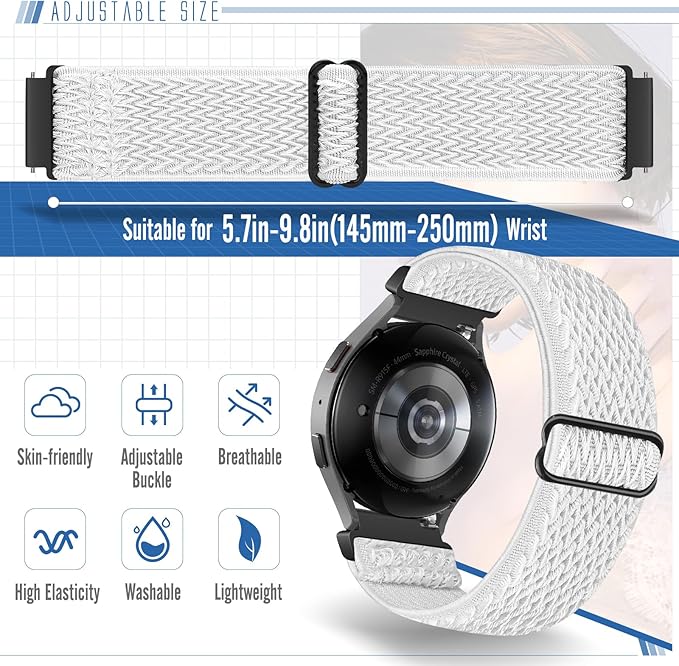 Runostrich 22mm Quick Release Elastic Band Compatible with Samsung Galaxy Watch 3 45mm/Garmin Venu 4 45mm/3 45mm/Venu 2/Vivoactive 4/Forerunner 570(47mm)/255/265/Amazfit Helio/Bip 6/5/Balance 2
