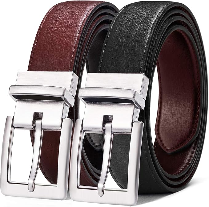 BULLIANT Men's Belt,Reversible Belt Adjustable For Gift Men 1.25”-Cut For Fit-2 Sides in 1 Belt(Not 2)