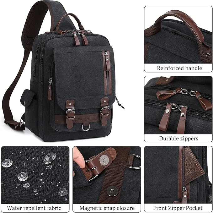 mygreen Canvas Cross Body Messenger Bag Shoulder Sling Backpack Travel Rucksack