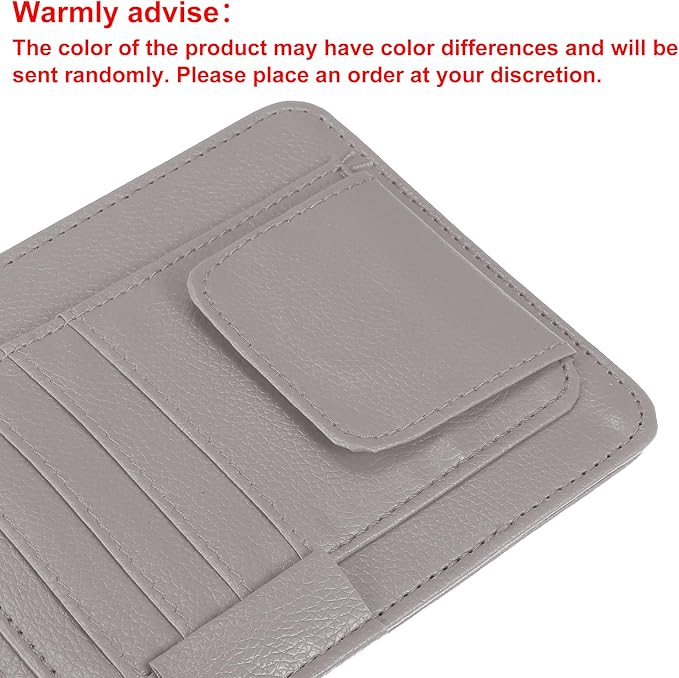 X AUTOHAUX PU Leather Car Sun Visor Organizer Glasses Holder Card Holder Auto Accessories Pocket Organizer Gray