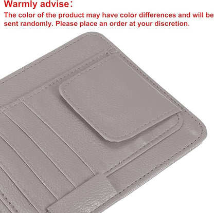 X AUTOHAUX PU Leather Car Sun Visor Organizer Glasses Holder Card Holder Auto Accessories Pocket Organizer Gray