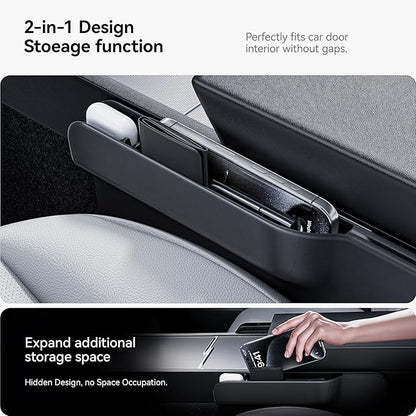 YONZEE 2-in-1 Car Steering Wheel Desk Tray & Car Seat Gap Filler Organizer – Foldable Carbon Fiber Look Table for Laptop, Eating, Writing – for Standard Round Steering Wheels