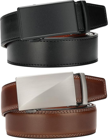MILORDE Men's Leather Ratchet Belt - 35mm - Customizable Fit