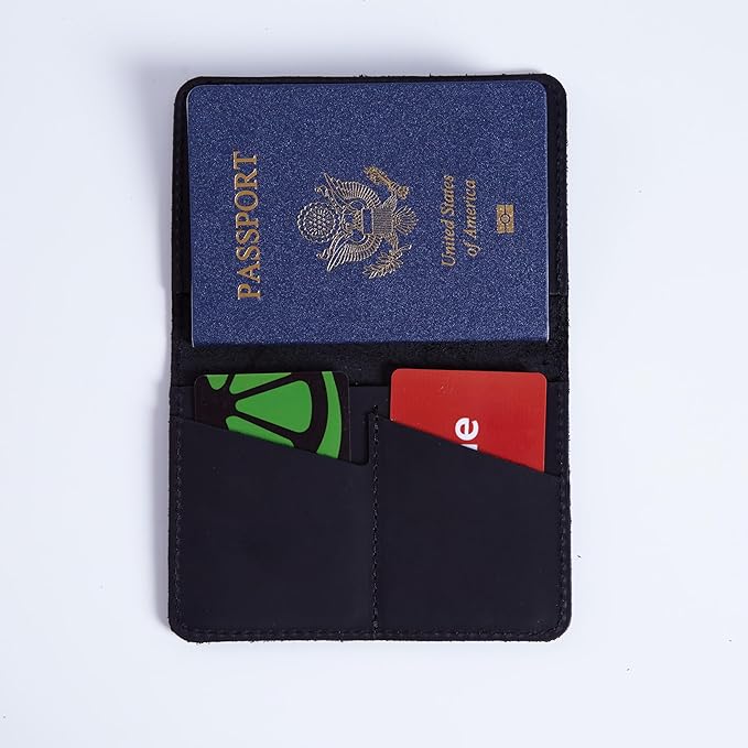 INCARNE US Leather Passport Holder for Travel - Passport Case - Passport Wallet for Men - Passport Cover for Women Sleeve Protector - Travel Essentials Vacation Luggage Travel Gifts - Vintage Black