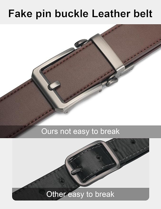 JUKMO 1.5" (38mm) Leather Ratchet Belt for Men in Gift Box
