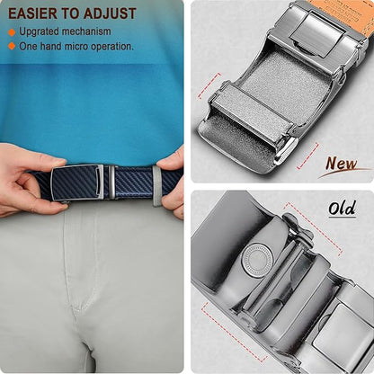 KEMISANT Belt Men, Sliding Ratchet Belt Genuine Leather For Gift Mens Dress Pants Oxfords,Size Adjustable