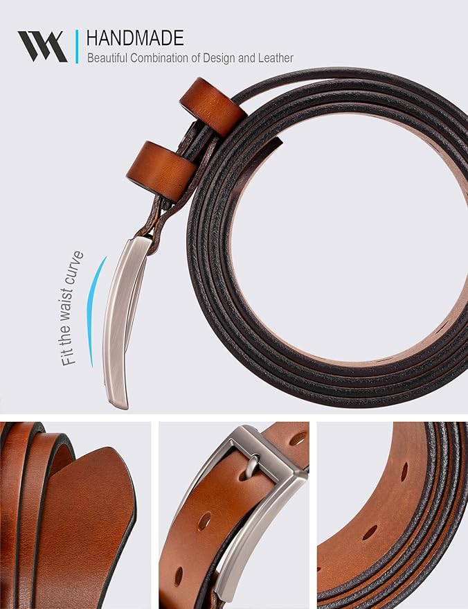 WOLFANT Men's 1.5" Full Grain Leather Belt,100% Italian Real Solid Leather