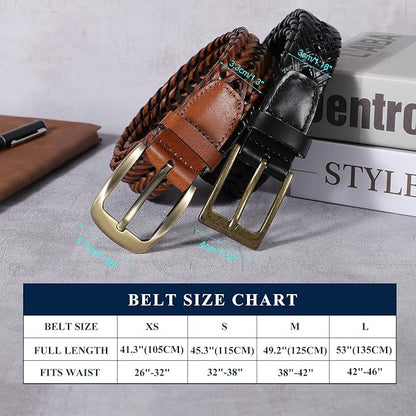 BELTROAD Braided Leather Belt for Men Casual Jeans Golf, Men's Leather Woven Alloy Buckle Hand Braided Belts Gift for Men