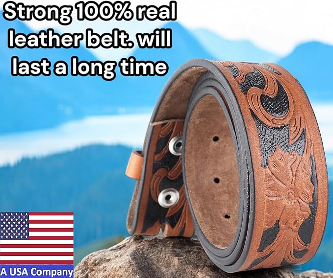 F&L CLASSIC Western Belt without buckle for men – Full Grain Leather Cowboy Belts for jeans - One Piece Leather strap belt