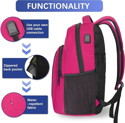 LARIPOP Carry On Backpack for Airplane, 15.6 Inch Laptop Backpack with USB Charging Port, Water Resistant Business Travel Backpack, Lightweight College School Bookbag Anti Theft for Men Women, Rose