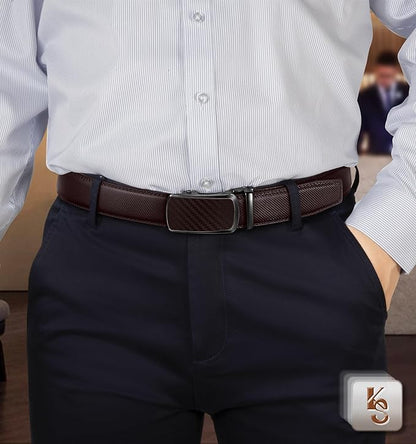 KEMISANT Belt Men, Sliding Ratchet Belt Genuine Leather For Gift Mens Dress Pants Oxfords,Size Adjustable