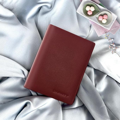 BAPHITY Genuine Leather RFID Blocking Passport Holder Wallet with Zipper Hidden Pocket,Luxury Cover for Women,Ideal Gift-Wine