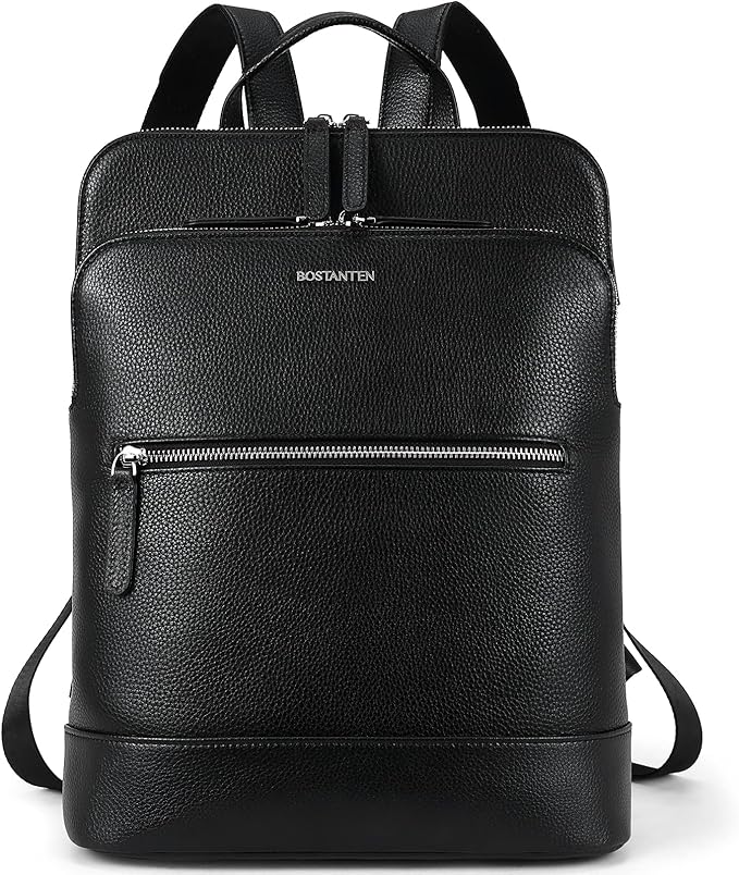 BOSTANTEN Leather Laptop Backpack for Women 15.6 inch Computer Bag Travel Work Daypack Large Size Bag